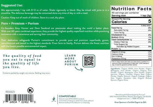 product label for green spectrum by Purium